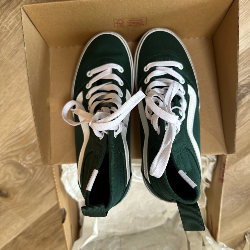 Vans Sk8-Hi High Top Sneakers in Green and White - Picture 9 of 9